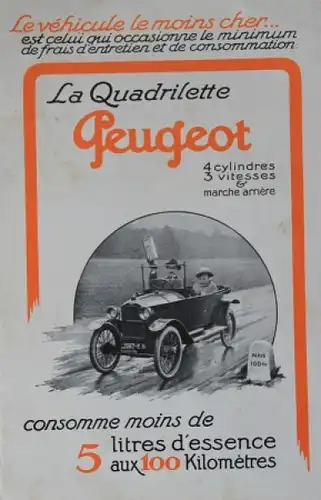 Peugeot La Quadrilette 4 Cylindres 1920 Automobilprospekt