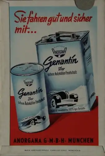 Genantin Anorgana Autokühler-Frostschutz Werbe-Entfernungsmesser Deutschland 1953