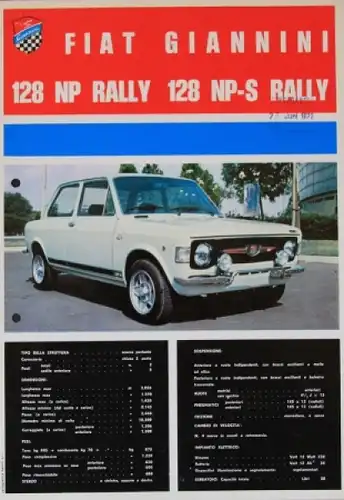 Giannini Carrozzeria Typo 127-128 NP zwei Automobilprospekte 1972