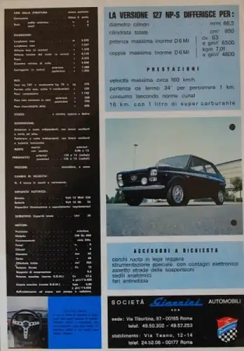 Giannini Carrozzeria Typo 127-128 NP zwei Automobilprospekte 1972