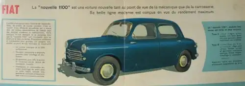 Fiat 1100 Modellprogramm 1950 Automobilprospekt
