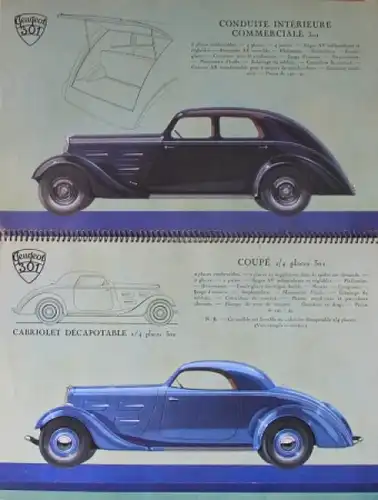 Peugeot Modellprogamm &quot;J&#039;aime ma Peugeot&quot; 1935 Automobilprospekt