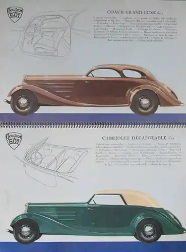 Peugeot Modellprogamm &quot;J&#039;aime ma Peugeot&quot; 1935 Automobilprospekt