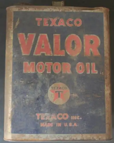 Texaco Valor Motor Oil 2 Galonen Oelkanister Blech 1929