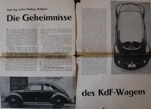 Volkswagen KdF- 15 original Zeitungsberichte 1939