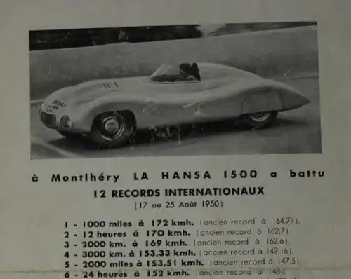 Borgward Hansa 1500 Modellprogramm 1951 Automobilprospekt