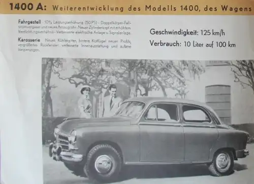 Steyr 1400 A Modell Fiat 1953 Automobilprospekt