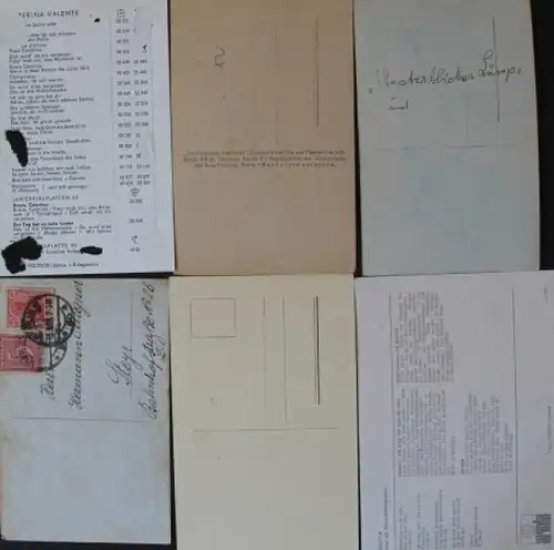 Signierte Autogrammkarten von 14 verschiedenen Künstlern 1935-1976