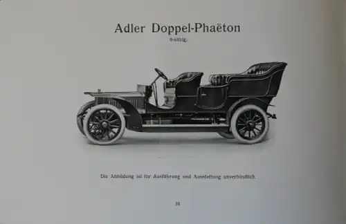 Adler Automobile Modellprogramm 1909 Automobilprospekt