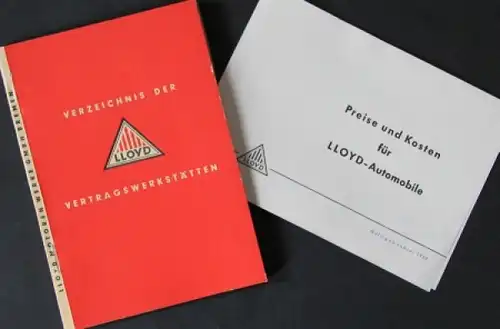 Lloyd &quot;Verzeichnis der Vertragswerkstätten&quot; + Preisliste 1960