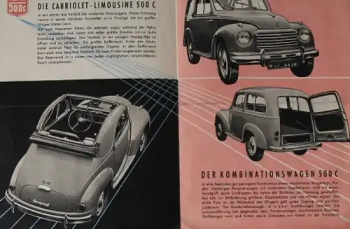 NSU-Fiat 500 C &quot;Der Wagen mit höchsten Qualitäten&quot; 1949 Automobilprospekt