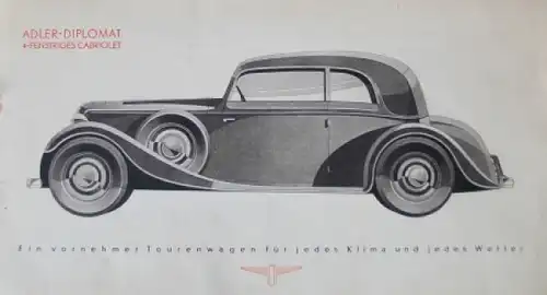 Adler Diplomat 3 Liter 1934 Reuters Automobilprospekt