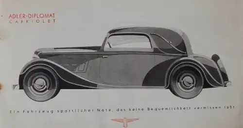 Adler Diplomat 3 Liter 1934 Reuters Automobilprospekt