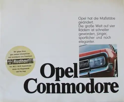 Opel Commodore &quot;Opel hat die Maßstäbe verändert&quot; 1970 Automobilprospekt