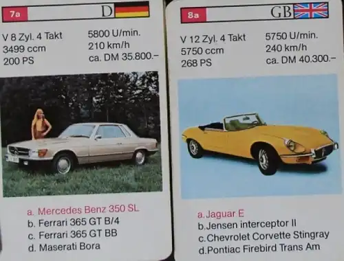 Schmid Spiele &quot;Sportwagen&quot; Kartenspiel 1978