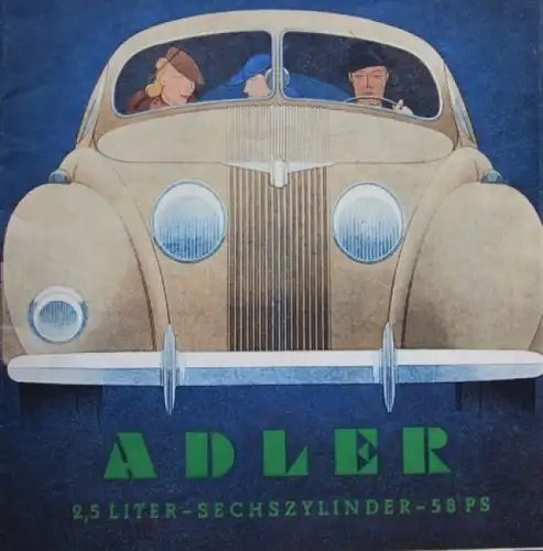 Adler 2,5 Liter Sechszylinder 1938 Reuters Automobilprospekt