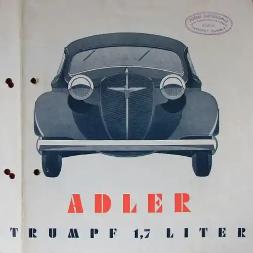 Adler Trumpf 1,7 Liter Modellprogramm 1936 Reuters Automobilprospekt