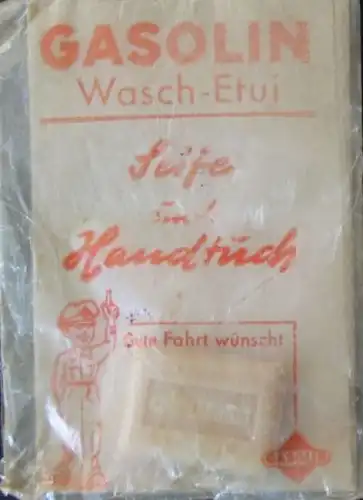 Gasolin Werbeset Anhänger, Seife, Handtuch 1955 originalverpackt