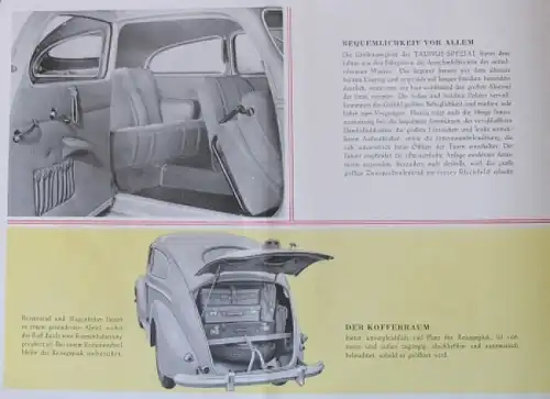 Ford Taunus Spezial Modellprogramm 1950 Reuters Zeichnungen Automobilprospekt