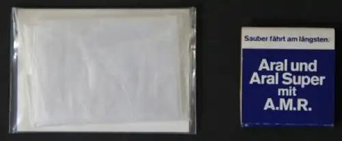 BV Aral Werbeartikel Streichholzbrief und Einmalhandschuh verpackt 1958