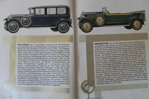Opel 6 Zylinder 3,7 Liter 1928 Automobilprospekt