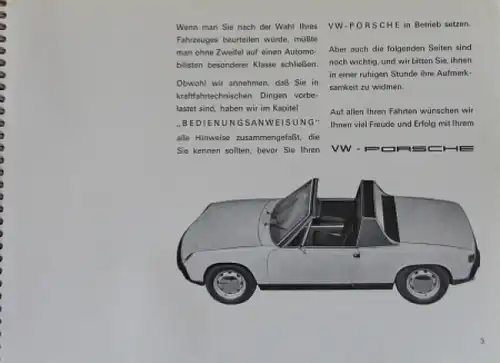 VW-Porsche 914 2.0 Betriebsanleitung 1973