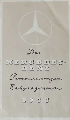 Mercedes-Benz Personenwagen Modellprogramm 1938 Automobilprospekt