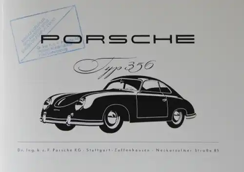 Porsche Typ 356 Betriebsanleitung 1952