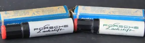 Porsche Farblackstifte &quot;Dupli-Color&quot; Grau-Elfenbein 1966 in Originalschachteln