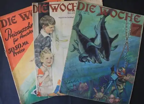 &quot;Die Woche&quot; Scherl-Gesellschafts-Magazin 1928 drei Ausgaben