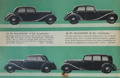 Wanderer Modellprogramm 1936 Automobilprospekt