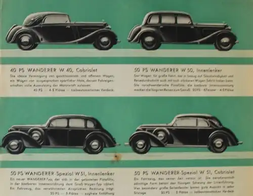 Wanderer Modellprogramm 1936 Automobilprospekt