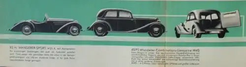 Wanderer Modellprogramm 1936 Automobilprospekt