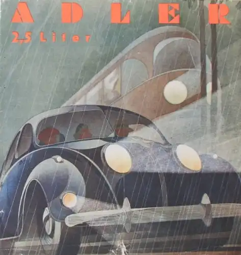 Adler 2,5 Liter Modellprogramm Reuters-Motive 1939 Automobilprospekt