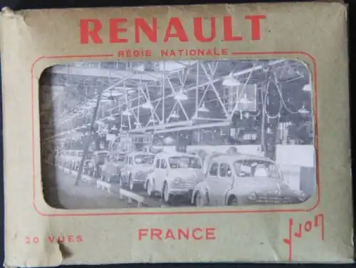 Renault Werbe-Mappe mit 20 Werks-Photos 1958