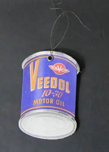 Veedol Ölwechsel-Werbeanhänger &quot;Letzte Füllung Veedol 10-30 Motor Oil&quot; 1953