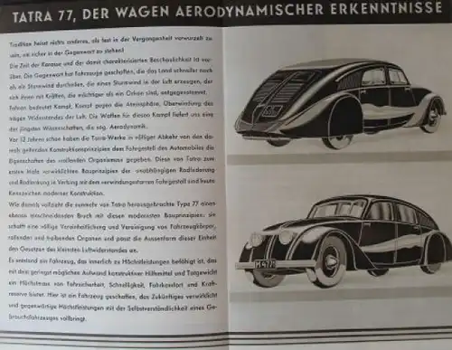 Tatra 77 &quot;Der neue 8-Zylinder&quot; 1934 Automobilprospekt