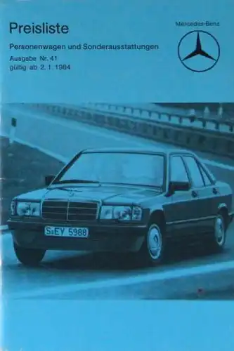 Mercedes Benz Personenwagen Preisliste 1984 Ausgabe 41