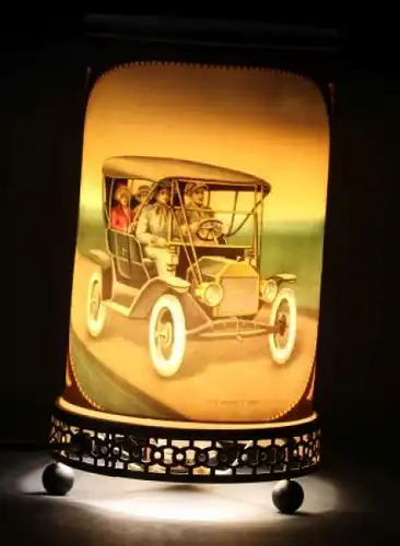 Ford Model T - Stutz Bearcat Original Econolite Motion Tischlampe 1957 mit Rotation und Messingsockel