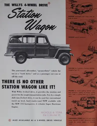 Willys Jeep Modellprogramm 1955 zwei Automobilprospekte