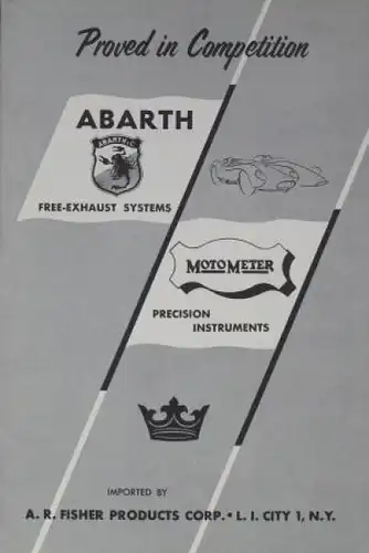 Abarth Auspuff-Anlagen &quot;Free-Exhaust System - Proved in Competition&quot; 1958 Zubehör-Prospekt