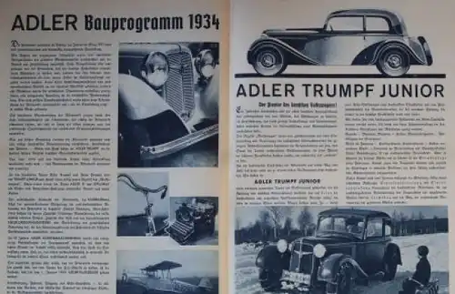 Adler &quot;Kundendienst in Wort und Bild&quot; 1934 Automobilprospekt
