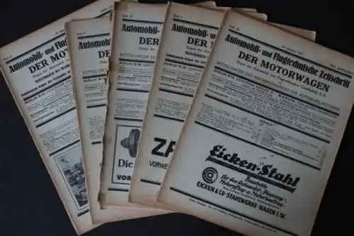 &quot;Der Motorwagen&quot; 5 Ausgaben Automobiltechnische Zeitschrift 1928