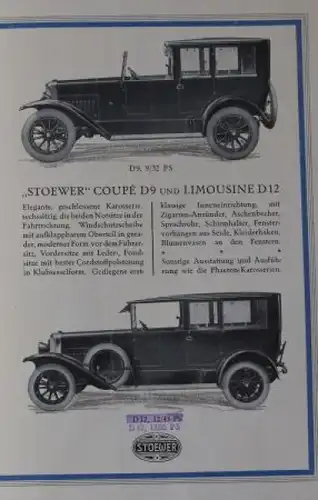 Stoewer Automobile 1925 Automobilprospekt