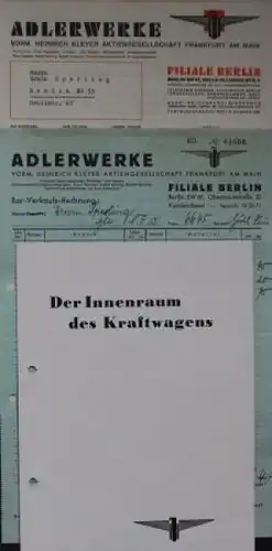 Adler Verkaufsmappe 1939 Schriftwechsel-Konvolut in Original-Mappe