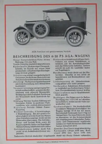 AGA Automobile Modellprogramm 1925 Automobilprospekt