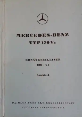 Mercedes-Benz Typ 170 Va 1950 Ersatzteilliste