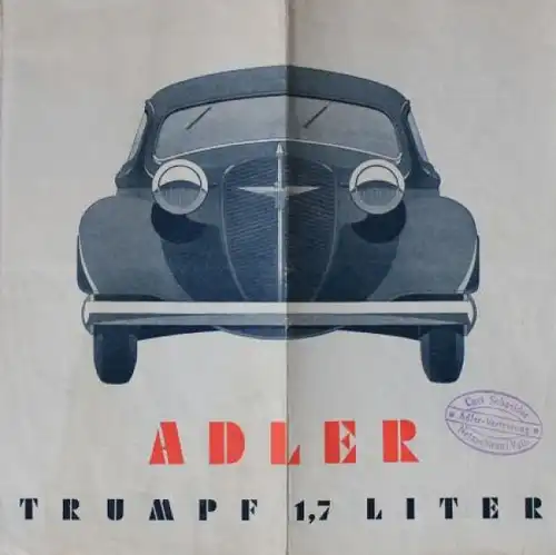 Adler Trumpf 1,7 Liter Modellprogramm 1936 Automobilprospekt