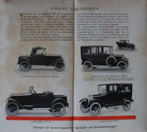 AGA Automobile &quot;Der beste deutsche Gebrauchtswagen&quot; 1929 Automobilprospekt