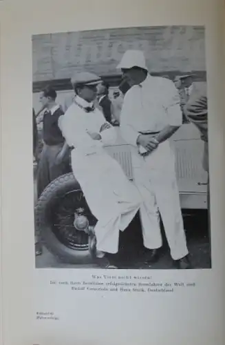 Burggaller &quot;Das Autobuch&quot; Motorrennsport-Saison Widmung v. Hans Stuck 1933